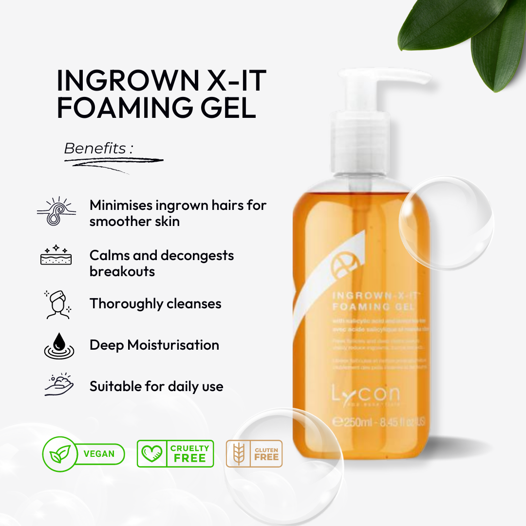 Ingrown X-it Foaming Gel - 250ml - Ingrown solution for Face and Body - Retail