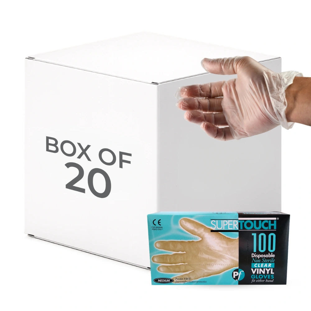 Bulk Clear Vinyl Powder Free Disposable Gloves (100 Pack) - Box of 20