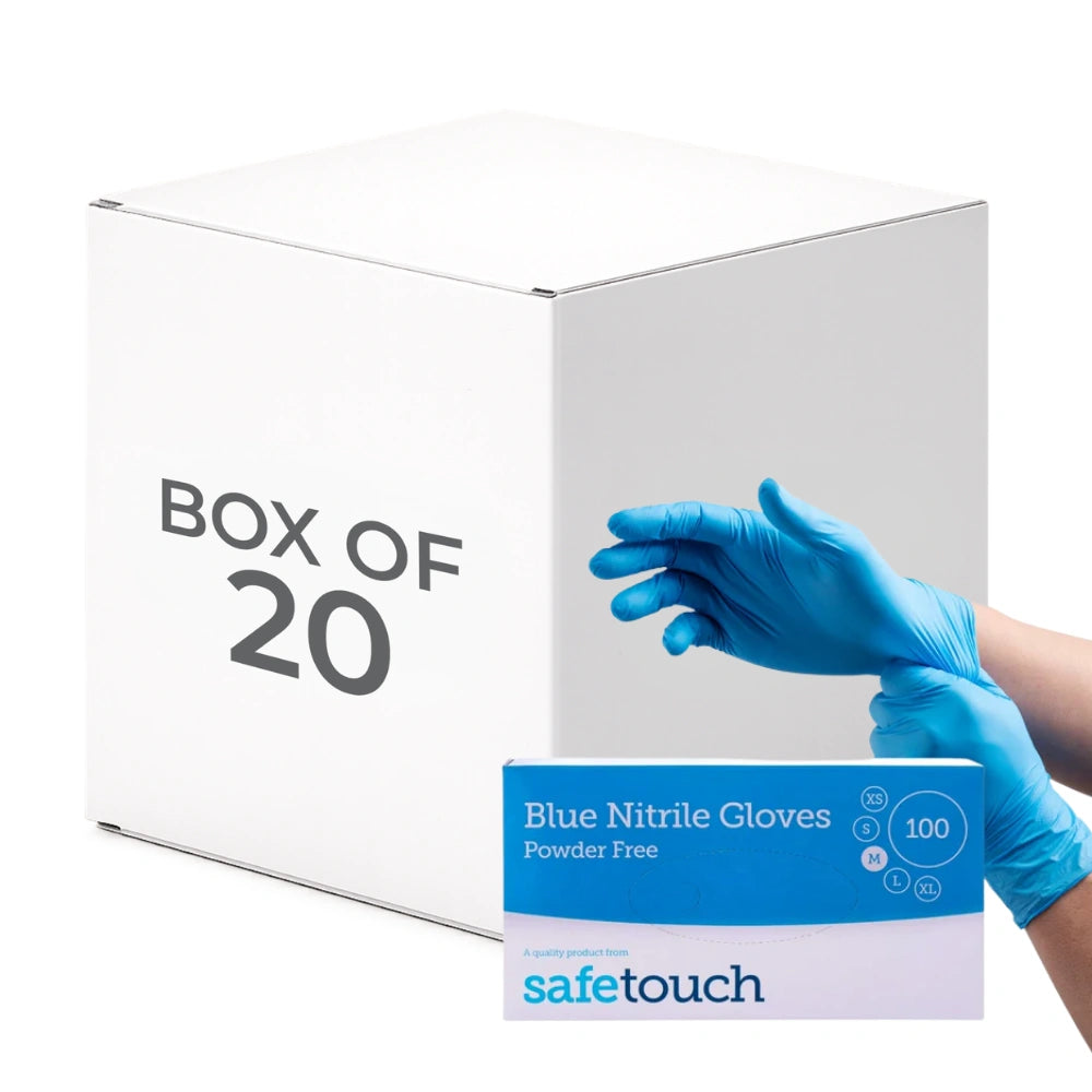 Bulk Powder Free Blue Nitrile Disposable Gloves (100 Pack) - Box of 20
