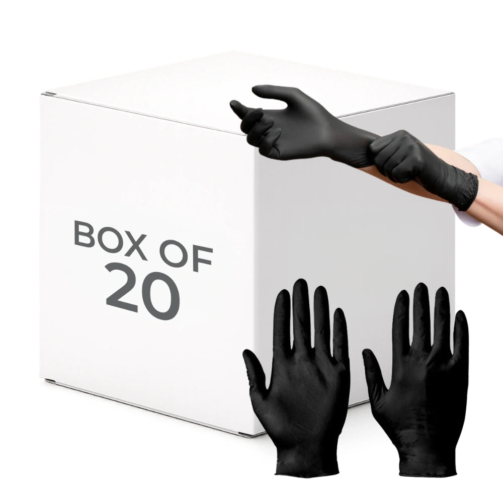 Bulk Powder Free Nitrile Black Disposable Gloves (100 Pack) - Box of 20