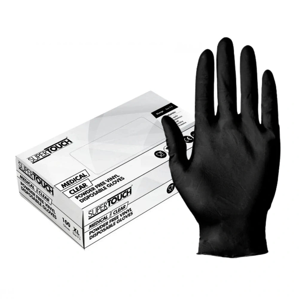 Powder Free Nitrile Black Gloves (Pack of 100)
